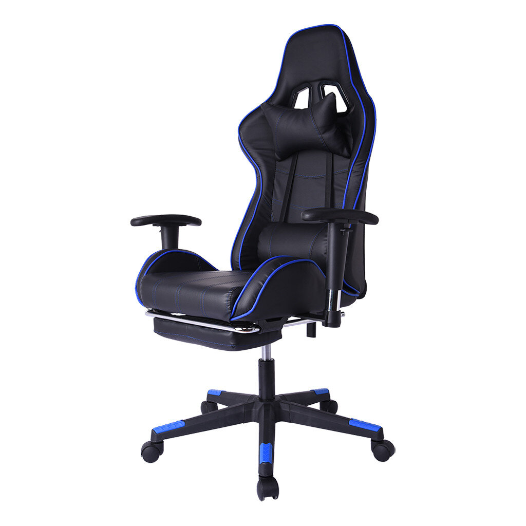 Details about   Office Swivel Chair Computer Gaming Leather Seat Pillow Racing Footrest Folding 