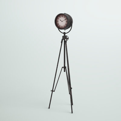 Metal Tall Tripod Decorative Black Clock