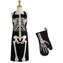 2pcs Halloween Adult Skeleton Printing Apron Funny Kitchen Aprons for Party 