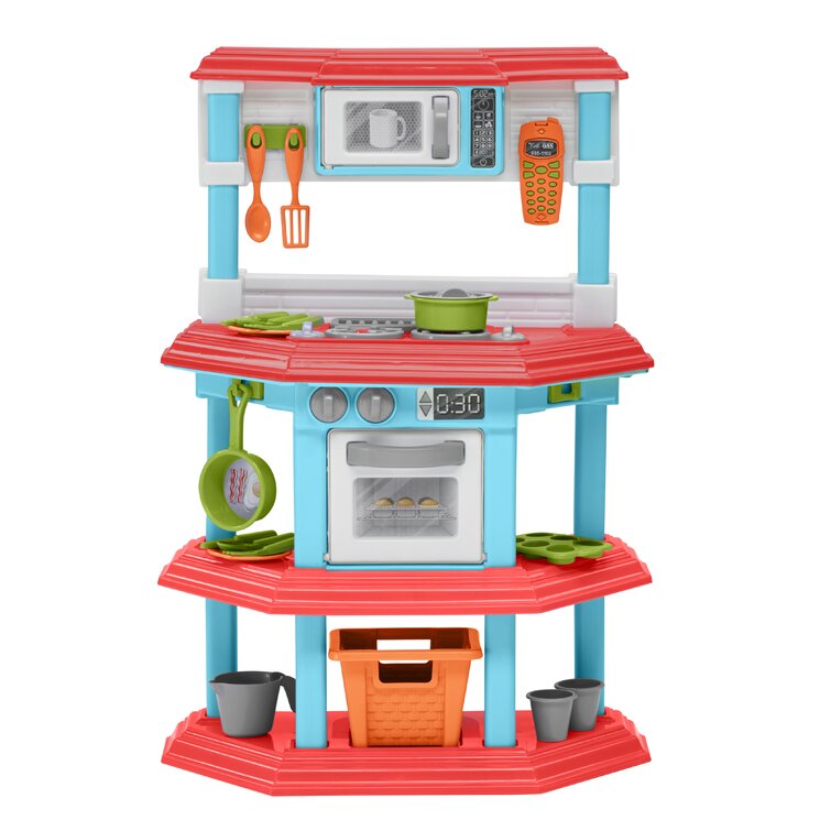 Pink American Plastic Toys Interactive Custom Kitchen Set with 22 Accessories 