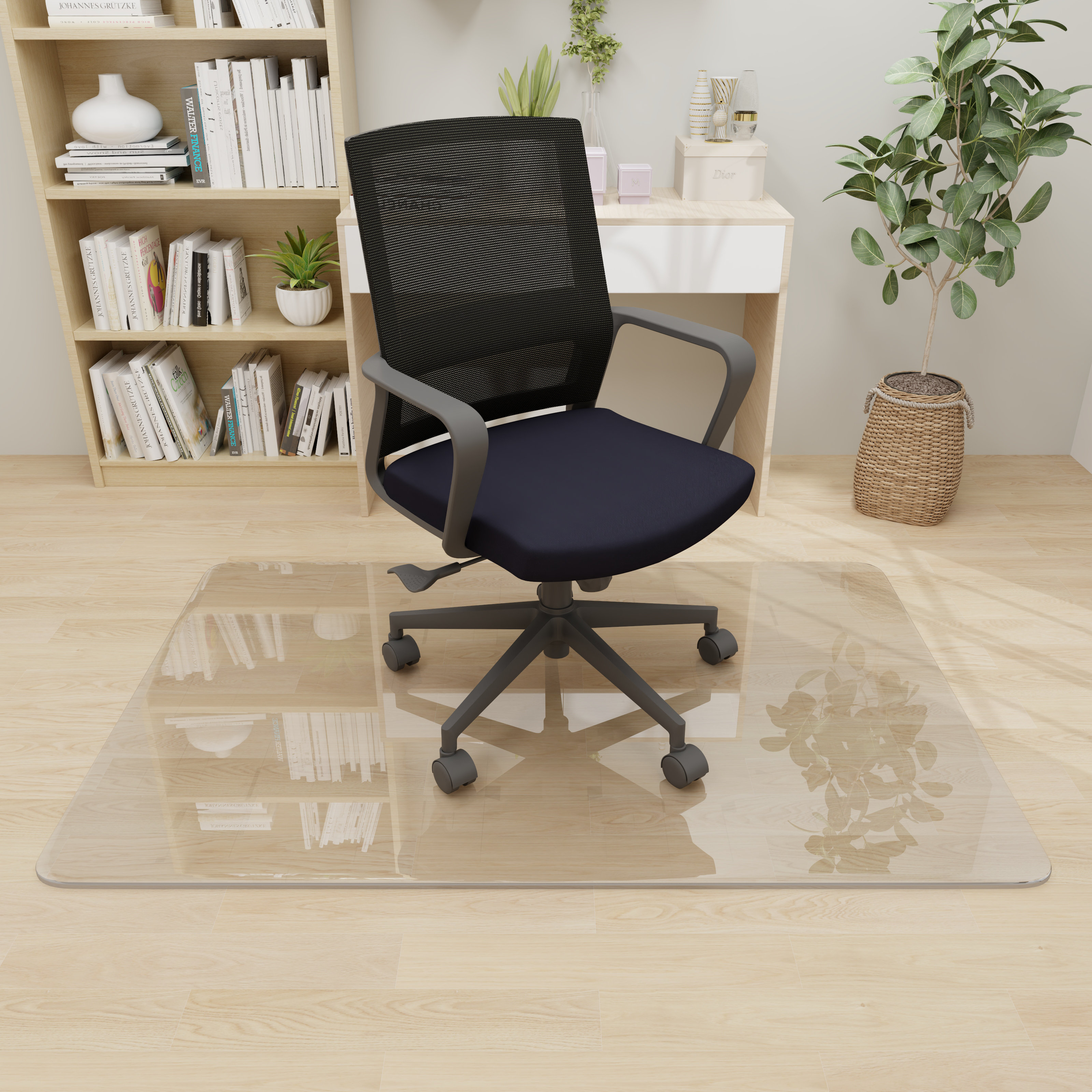 BEAUTYPEAK Tempered Glass Chair Mat For Hardwood Floor, Clear Tempered  Glass With 4 Anti-Slip Pads, Office Chair Mats For Carpeted Floor, Chair Mat  For Hardwood Floor, Desk Chair Mat & Reviews |