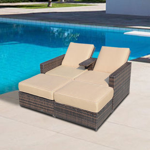 Double Patio Chaise Lounge Chairs You Ll Love In 2019 Wayfair Marti 4 Piece Reclining Chaise Lounge With Cushion