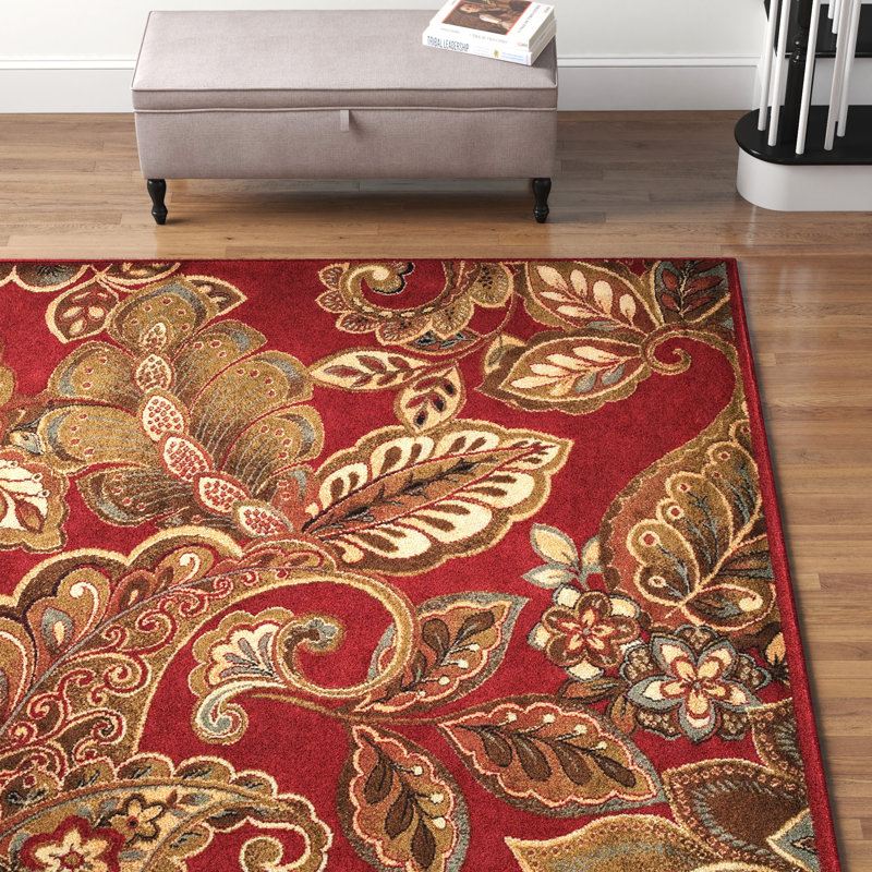 Three Posts Needham Power Loom Dark Red Dark Brown Rug Reviews Wayfair