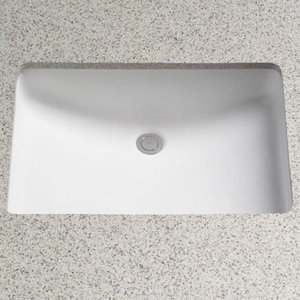 Rimless Ceramic Rectangular Undermount Bathroom Sink with Overflow