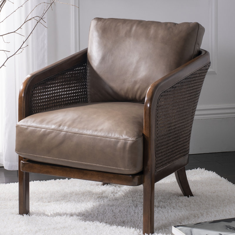 Safavieh Caruso 25 W Top Grain Leather Barrel Chair Wayfair