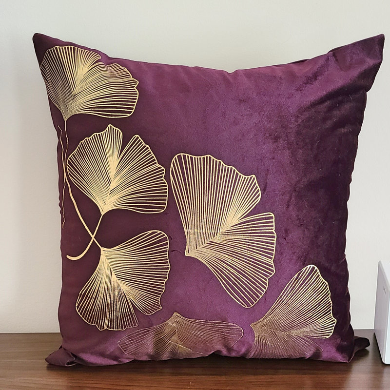 Gold Ginkgo Square Pillow Cover