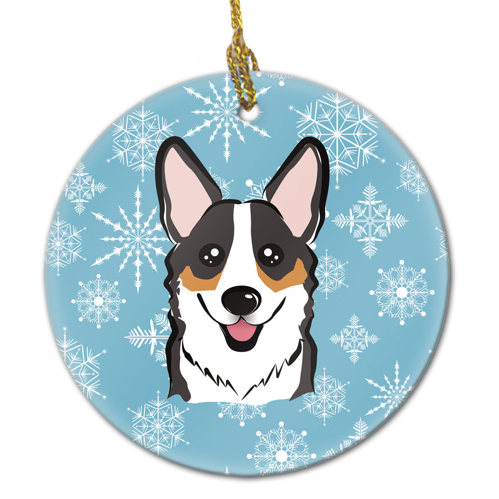 The Holiday Aisle Snowflake Tricolor Corgi Ceramic Hanging Figurine Ornament Wayfair Vector illustration style flat beagle portrait. wayfair