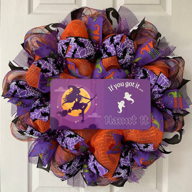 Details about   Halloween Black Owl With Spooky Moving Eyes Handmade Deco Mesh Wreath 