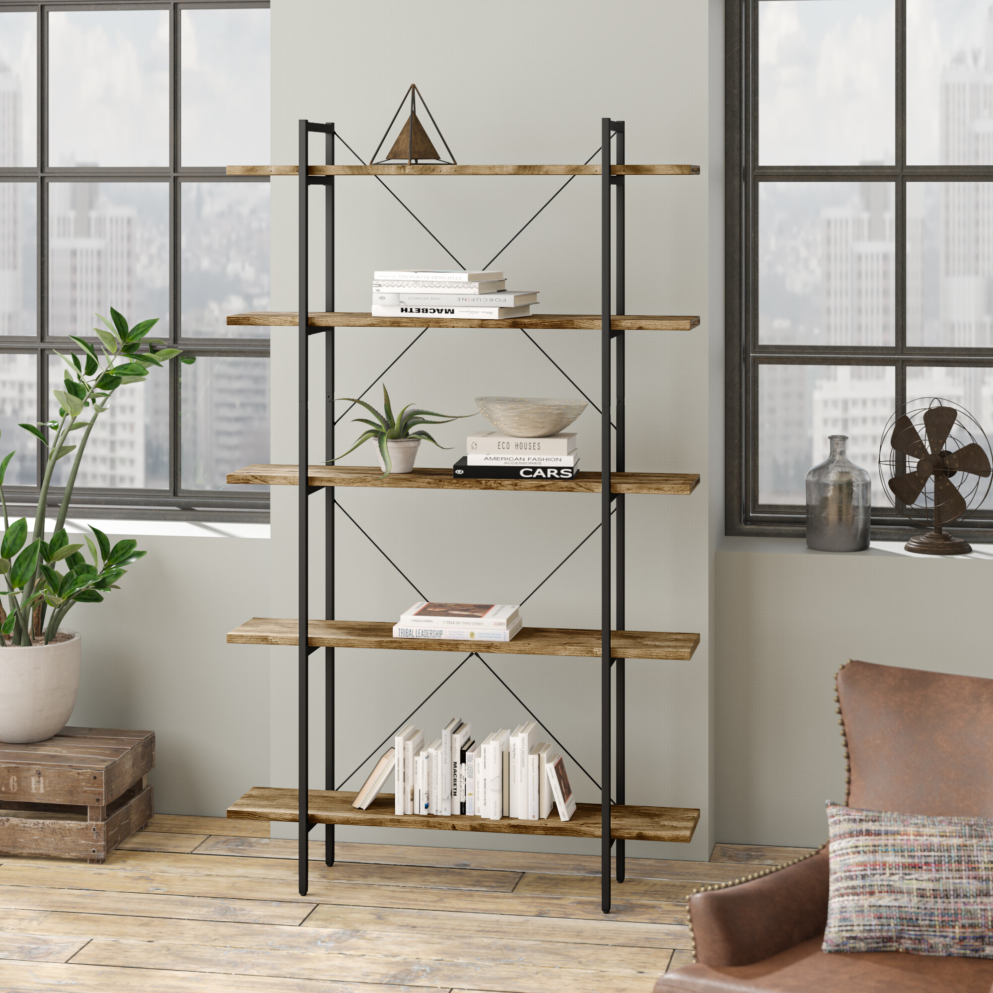 Williston Forge Tousignant 84.5'' H x 51.125'' W Etagere Bookcase ...