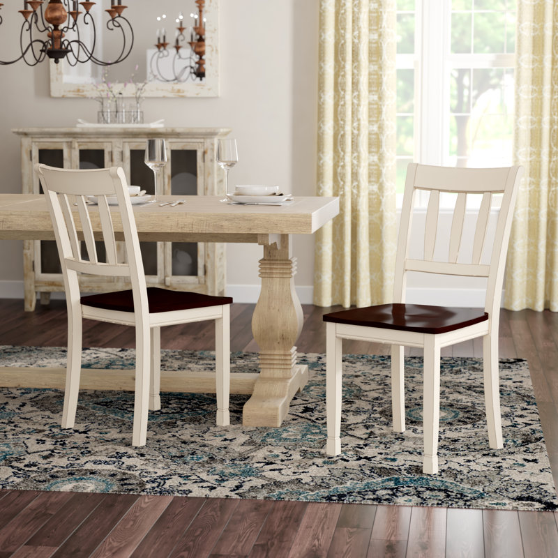 Rosecliff Heights Leamont Ladder Back Side Chair In Cottage White Brown Reviews Wayfair