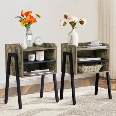 Kempst 23.6" Tall Stackable Steel Nightstand Set