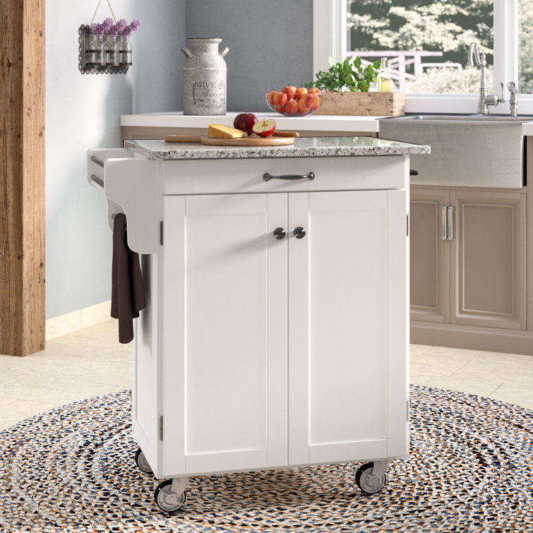 Savorey 32.5'' Wide Rolling Kitchen Cart with Granite Top