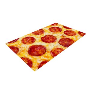 Pizza My Heart Pepperoni Cheese Red/Yellow Area Rug