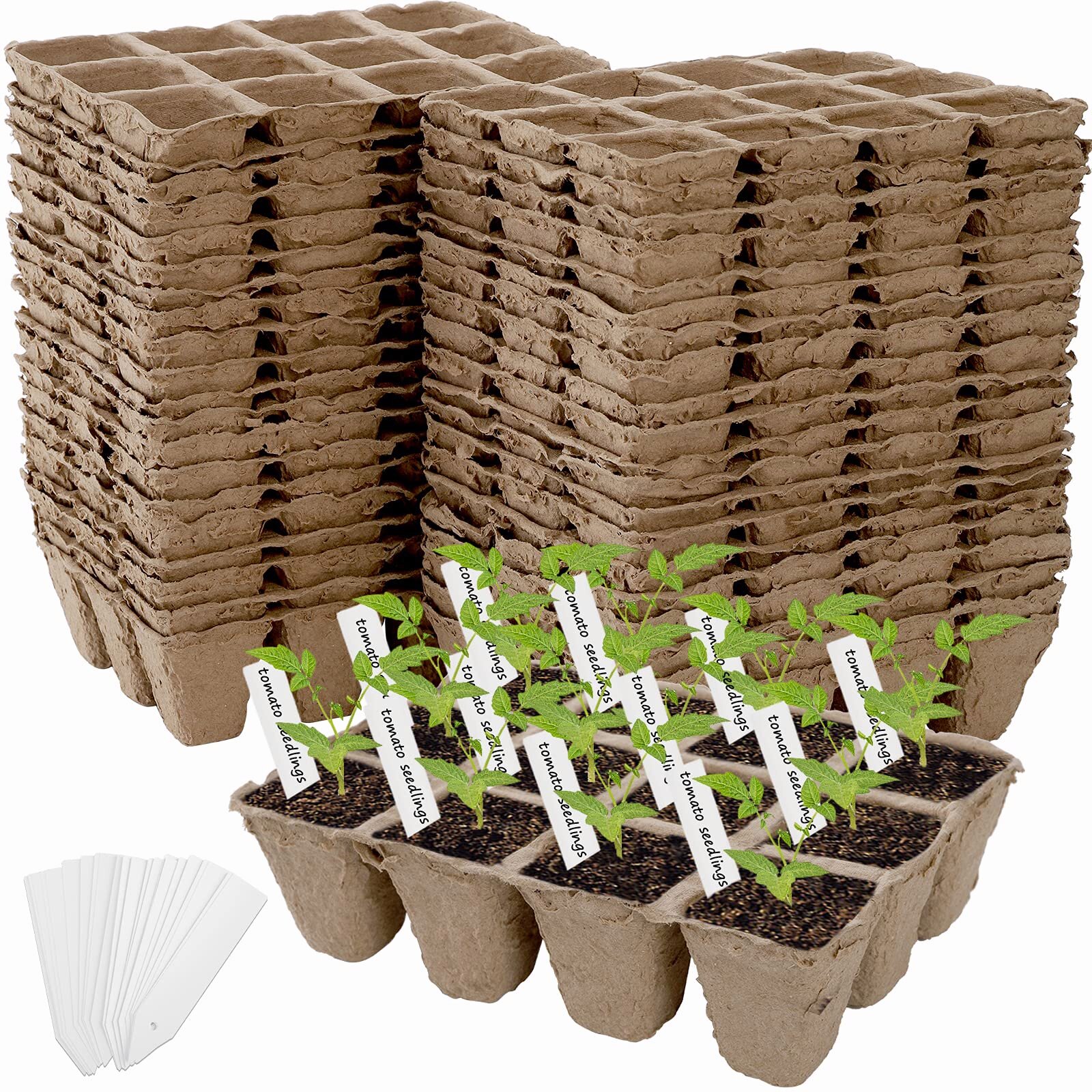 36 Pack Coco Coir Planter Nursery Pots 2.5 Biodegradable Seedling Germination Peat Pot with Bonus 100 Plant Markers Eco-Friendly Plantable Seedlings Pots for Garden Plants Sprouting Transplanting 