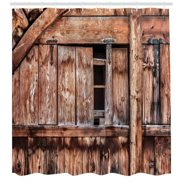 Rustic Painted Wood Boards Planks Fabric Shower Curtain 70x70 Primitive Barn 