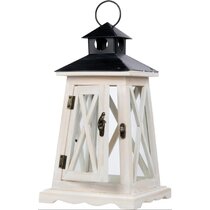 WHITE wood nautical LIGHTHOUSE statue 12" Candle holder Lantern outdoor terrace 