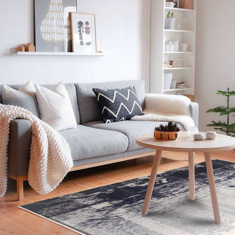 Wrought Studio Moua Premium Cream/Gray/Black Area Rug Wayfair