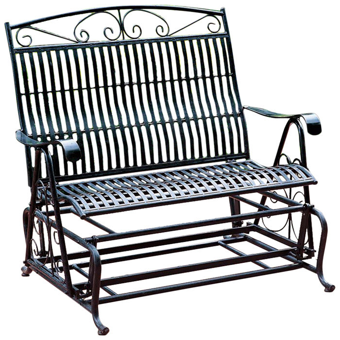 Three Posts Snowberry Iron Double Patio Glider Bench Reviews Wayfair Snowberry Iron Double Patio Glider Bench