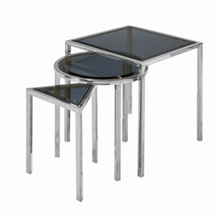 Go to store & view more images Everly Quinn Almaraz Nesting Table Smoked Glass