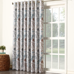 Auburn Extra Wide Floral Room Darkening Sliding Patio Door Curtain Panel