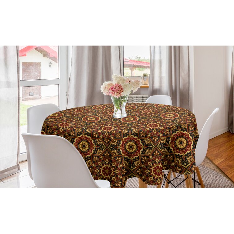 Elementary Mustard Dining Table Set of 8 Round Placemats & Runner