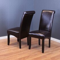 GINA Brown Faux Leather & Oak Dining Chairs H102.5cm Price for 2 Chairs 