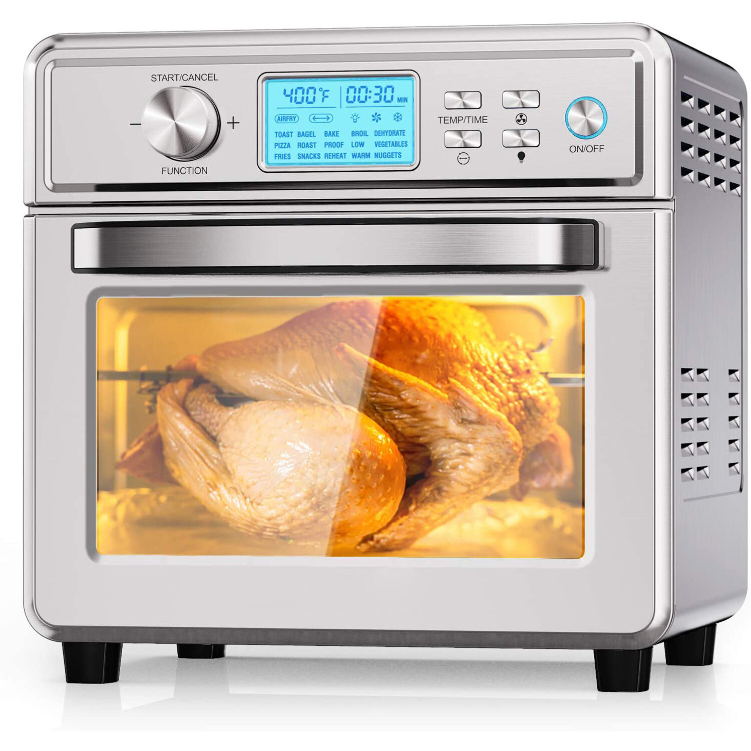 19 Quart Air Fryer Toaster Oven Combo 13-in-1 Air Fryer Oven 6 Accessories Included Stainless Steel LED Digital Touchscreen Convection Countertop Oven Rotisserie and Dehydrator 1700W