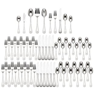 French Perle 65 Piece 18 10 Stainless Steel Flatware Set Service for review