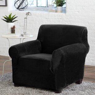 Velvet Plush Form Fit Stretch Box Cushion Armchair Slipcover By Winston Porter