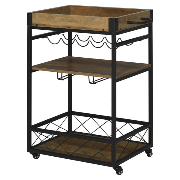 Beautiful Attractive Set of 1 Wooden & Metal Food Serving Cart For Dining Table 