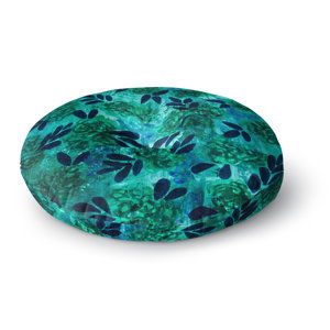 Ebi Emporium Grunge Flowers II Floral Round Floor Pillow
