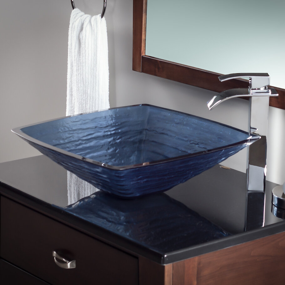 Novatto Frosted Glass Square Vessel Bathroom Sink Reviews Wayfair