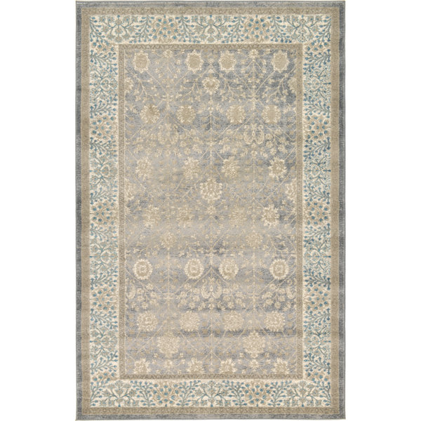 Beachcrest Home Icarus Oriental Gray Ivory Light Blue Area Rug Reviews Wayfair
