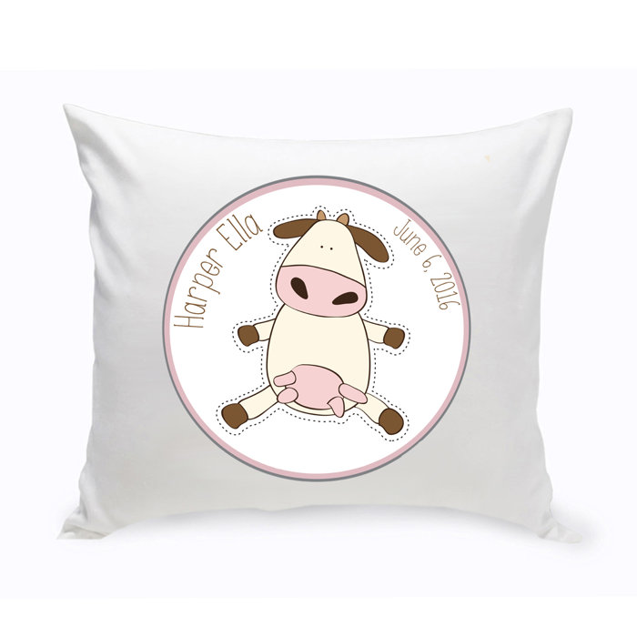 Personalized Baby Nursery Cow Cotton Throw Pillow Personalized Baby Nursery Cow Cotton Throw Pillow