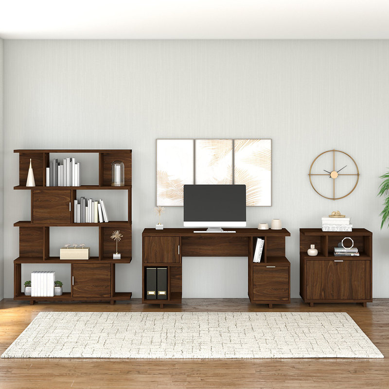 Kathy Ireland Home By Bush Furniture Madison Avenue Desk Bookcase And Filing Cabinet Set Wayfair