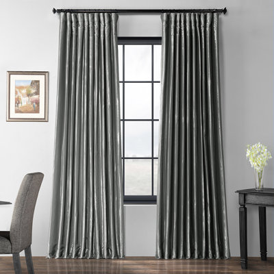 Half Price Drapes Faux Silk Extra Wide Taffeta Blackout Single