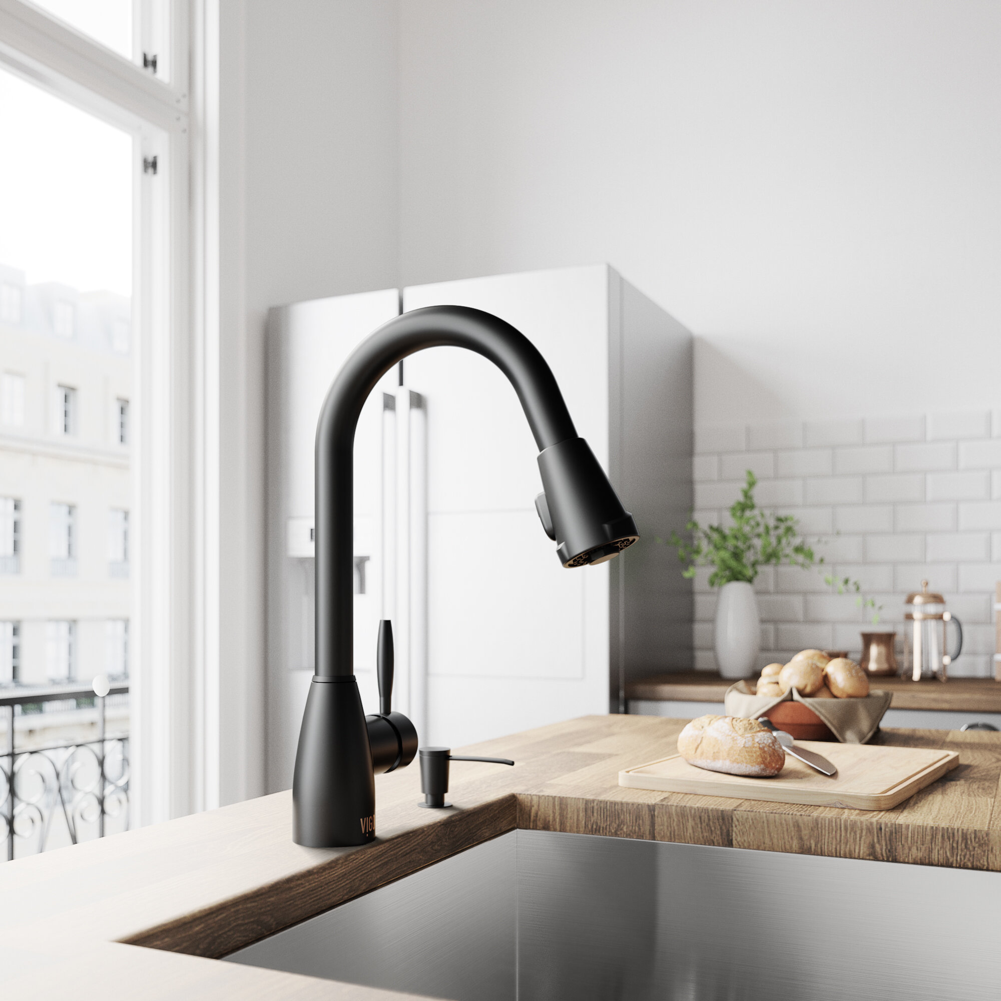 VIGO Graham Pull Down Single Handle Kitchen Faucet With Optional Soap Dispenser Reviews Wayfair