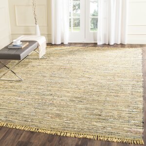 Havelock Contemporary Hand-Woven Cotton Yellow Area Rug