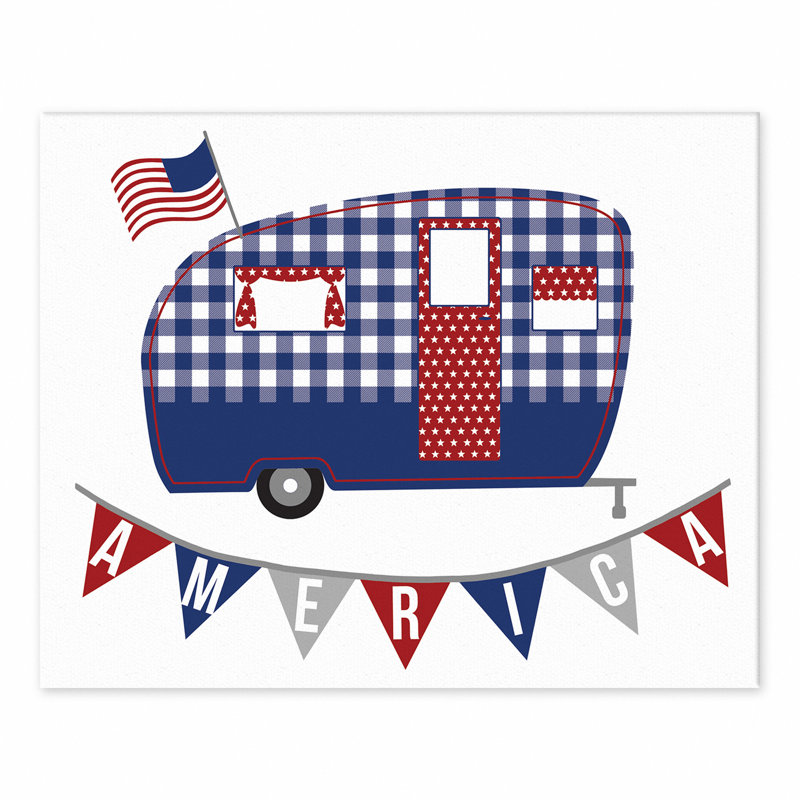 'American Camper Easel Back' Graphic Art Print on Canvas