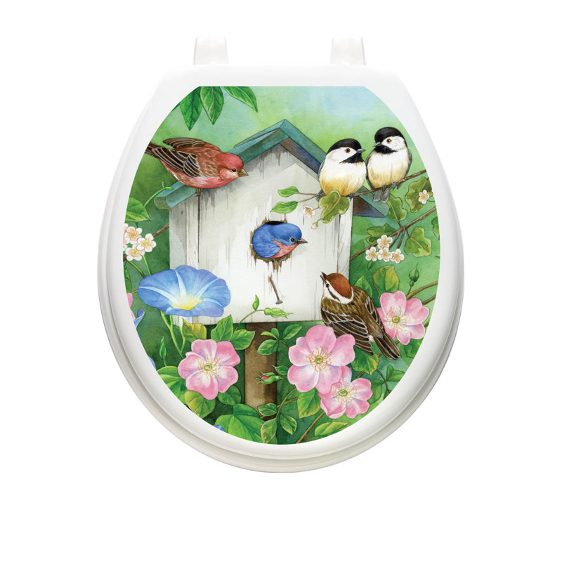 Toilet Tattoos Blooming Birdhouse Toilet Seat Decal Reviews Wayfair