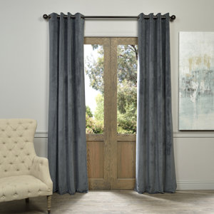 Sharpe Solid Velvet Blackout Thermal Grommet Single Curtain Panel