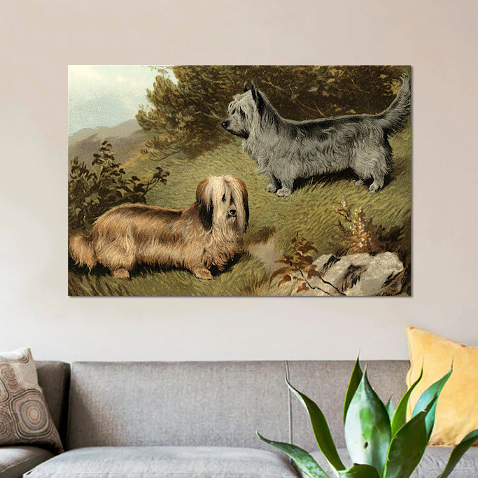 East Urban Home Terriers Painting Print On Wrapped Canvas Wayfair