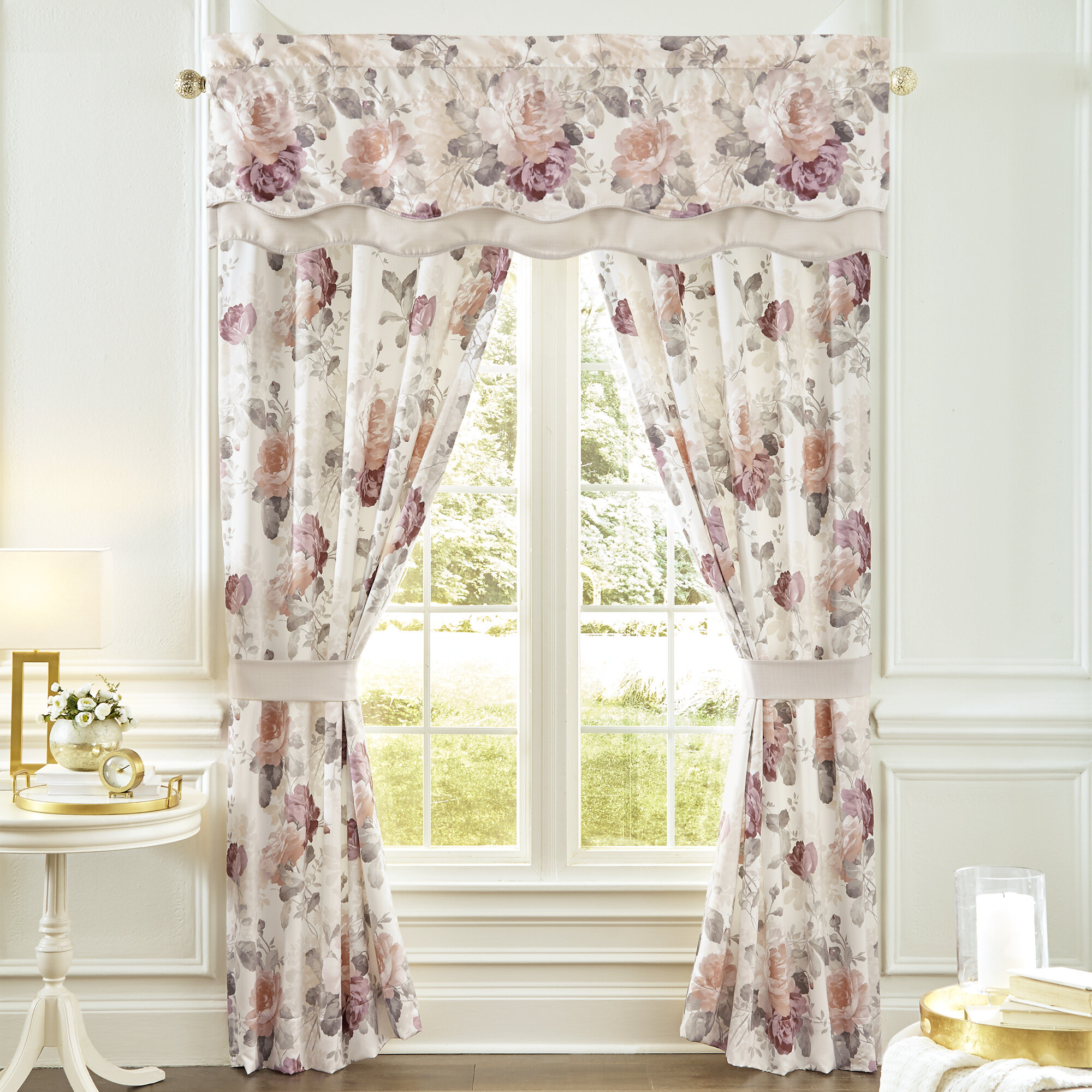 Croscill Bela Pole Top Drapery Floral Semi Sheer Curtains Panels Wayfair