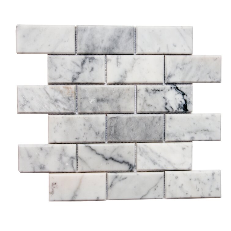 Santorini 2'' x 4'' Beveled Marble Brick Joint Mosaic Tile