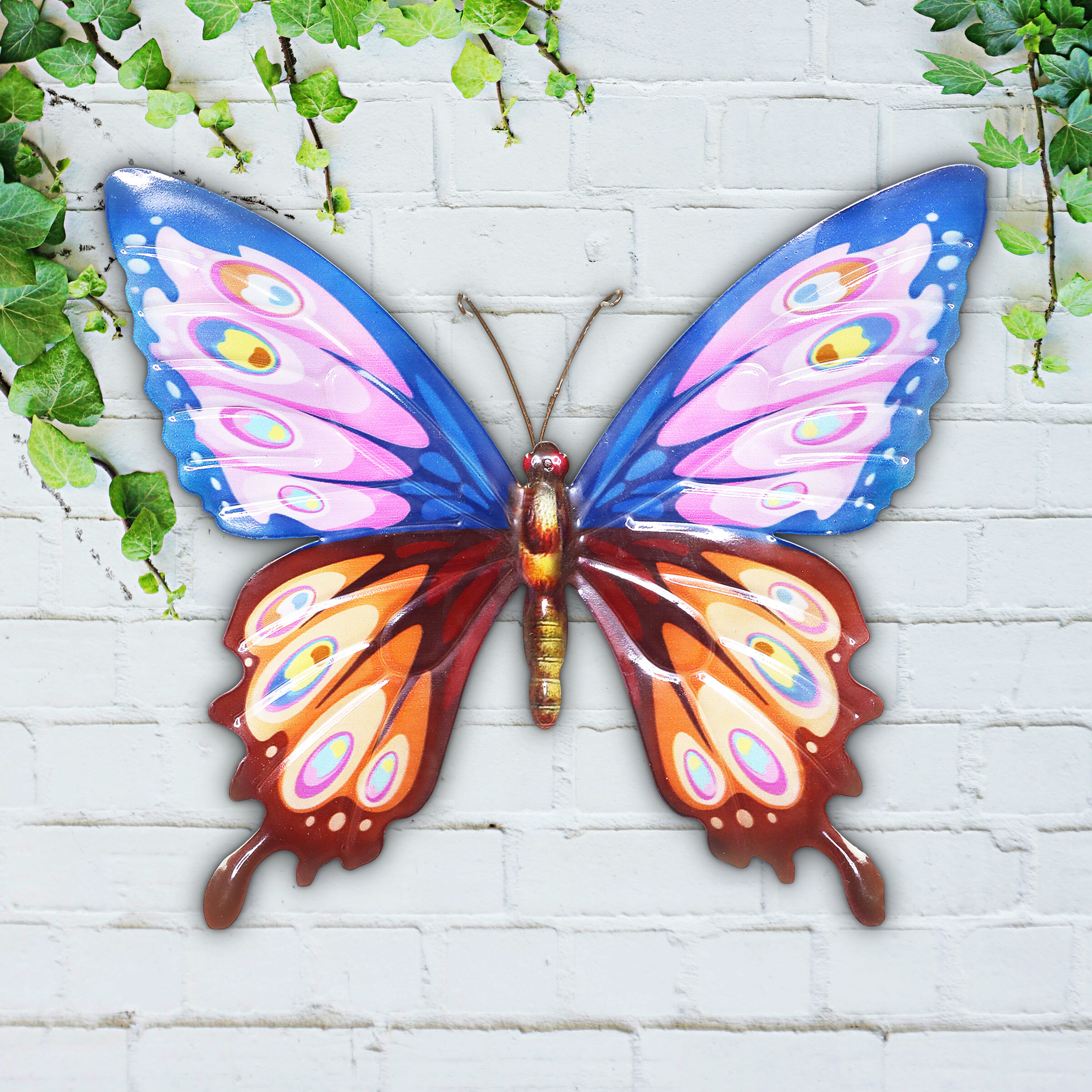 Asense Large Metal Butterfly Wall Art Decor Butterfly Hanging Decorative Wall Plaque Sculptures for Indoor Outdoor Garden