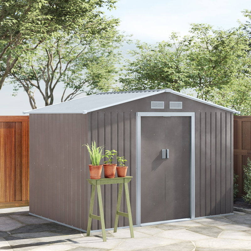 Outsunny 9 1 Ft W X 6 3 Ft D Metal Storage Shed Reviews Wayfair
