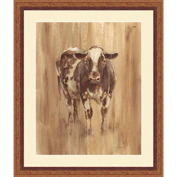 cow painting on wood