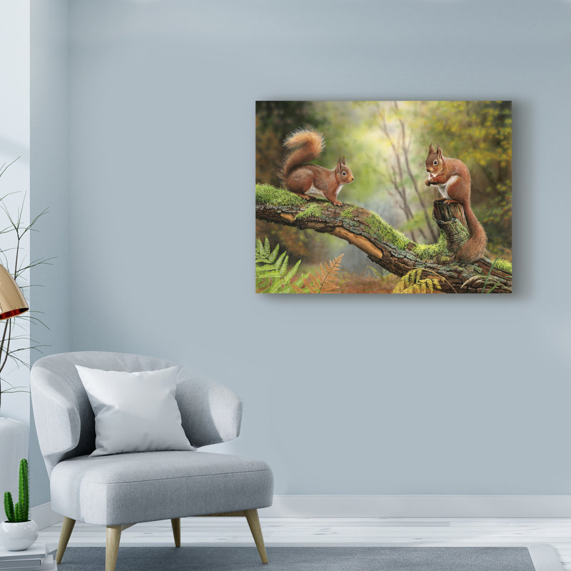 Charlton Home Red Squirrels Acrylic Painting Print On Wrapped