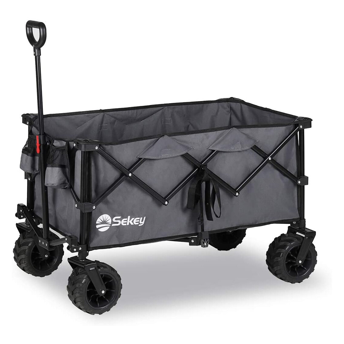 Sekey Folding Wagon Cart Collapsible Outdoor Utility Wagon Heavy Duty Beach Wagon with All-Terrain Wheels 265 Pound Capacity Black 