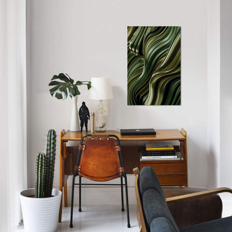 East Urban Home Green Wave Vertical By Danny Ivan Graphic Art Print On Wrapped Canvas Wayfair